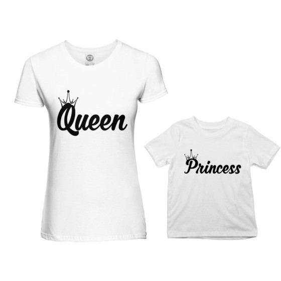 Coordinato t-shirt madre figlio personalizzabile con nomi queen con corona prince princess con corona Per la mamma 2