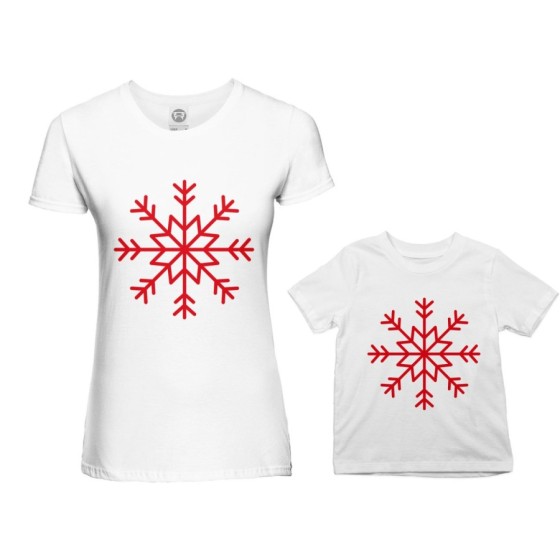 Coordinato t-shirt madre figlio personalizzabile con nome fiocco di neve Natale 2