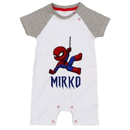 Pagliaccetto neonato personalizzato con nome baby spiderman Cartoon