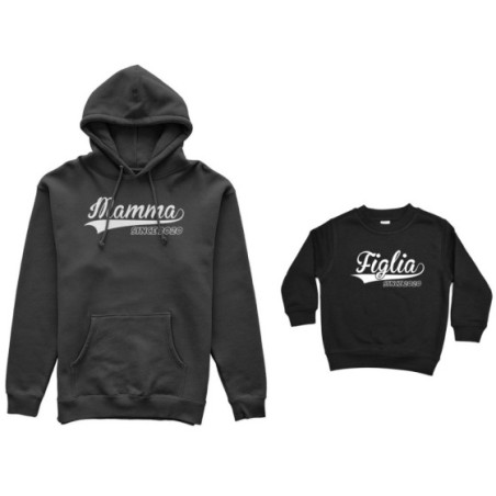 Coordinato felpe madre figlio personalizzato con anno mamma since figlia figlio since Per la mamma