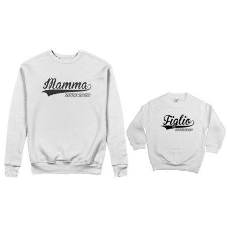 Coordinato felpe madre figlio personalizzato con anno mamma since figlia figlio since Per la mamma