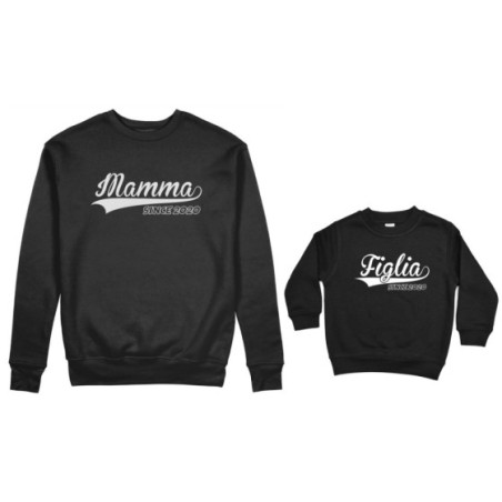 Coordinato felpe madre figlio personalizzato con anno mamma since figlia figlio since Per la mamma