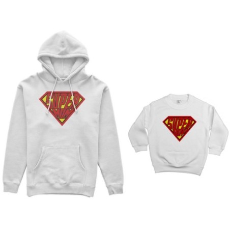 Coordinato felpe madre figlio super mom super girl super boy
