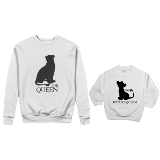 Coordinato felpe madre figlio the queen the future queen king lion Per la mamma 2