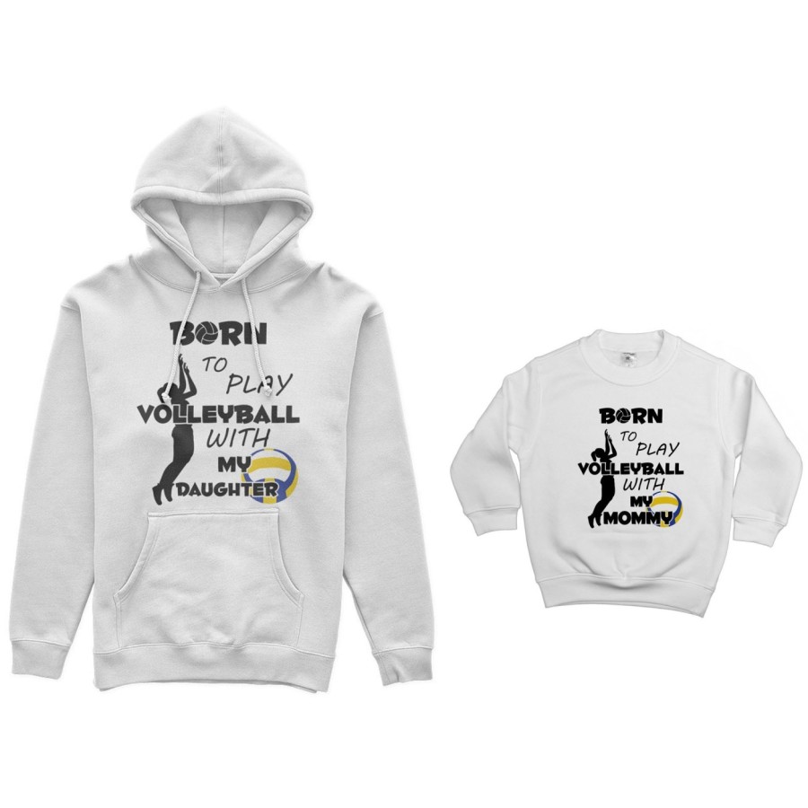 Coordinato felpe madre figlio born to play volleyball whith my son my daughter Per la mamma
