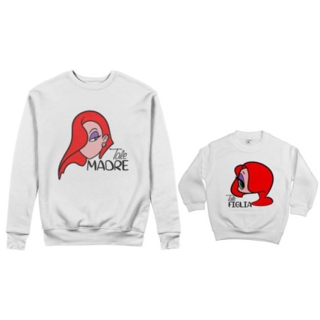 Coordinato felpe madre figlia tale madre jessica rabbit tale figlia jessica rabbit Per la mamma