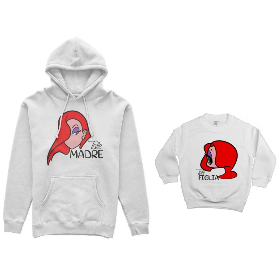 Coordinato felpe madre figlia tale madre jessica rabbit tale figlia jessica rabbit Per la mamma