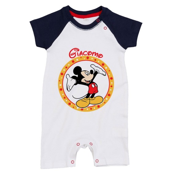 Pagliaccetto neonato personalizzato con nome topolino Cartoon