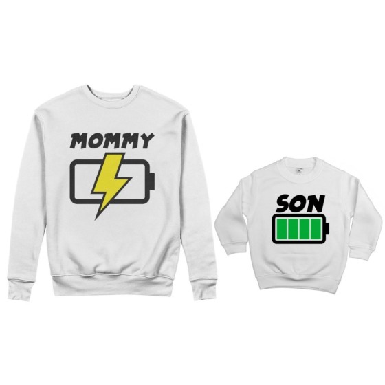 Coordinato felpe madre figlio mommy chaging daughter son full battery Per la mamma 2