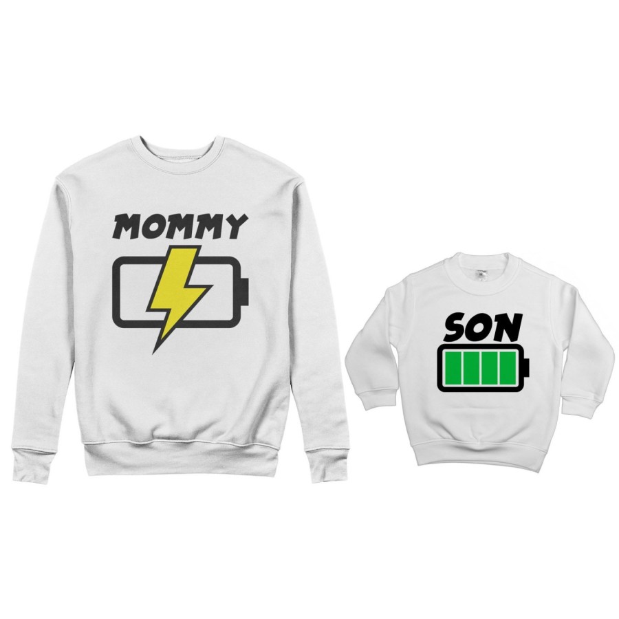 Coordinato felpe madre figlio mommy chaging daughter son full battery Per la mamma