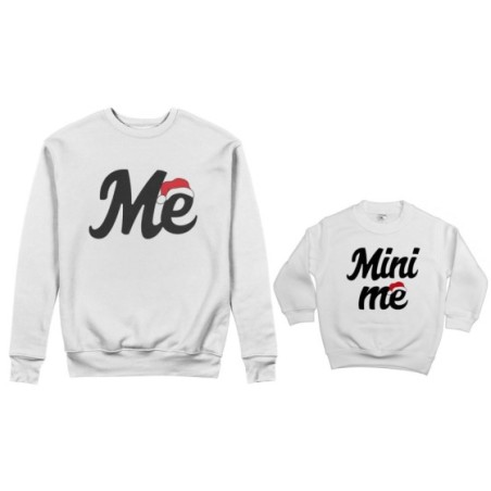 Coordinato felpe madre figlio personalizzabile con nome me e mini me con cappello natalizio Natale