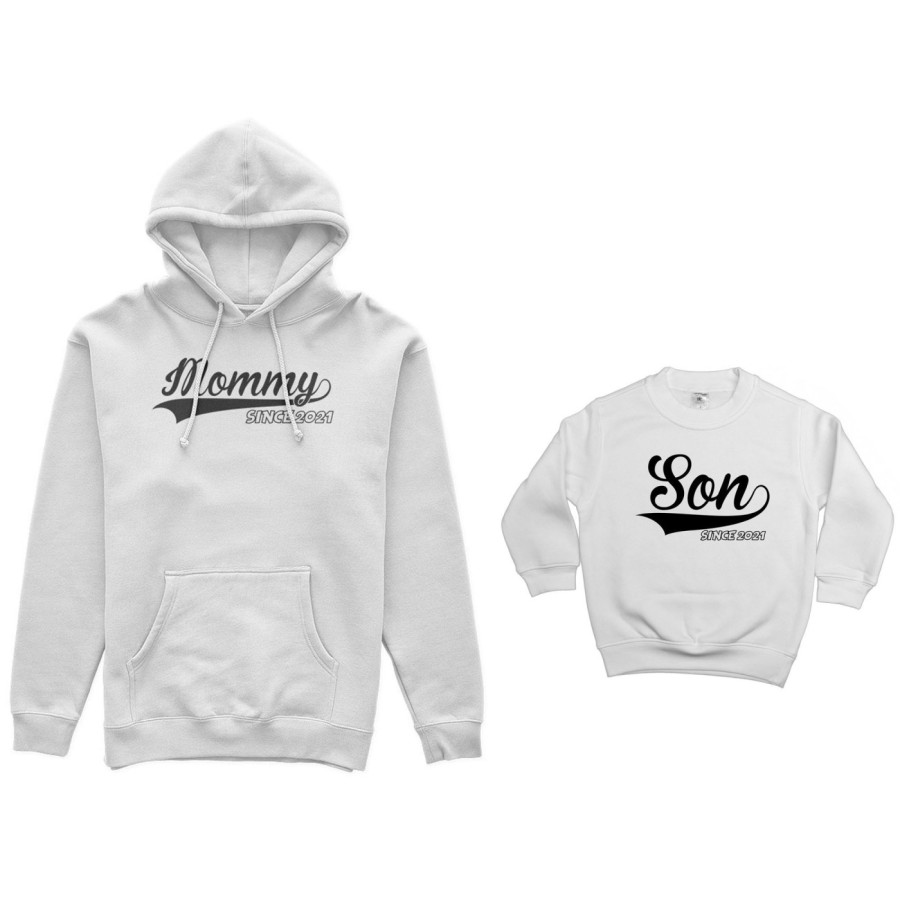 Coordinato felpe madre figlio personalizzato con anno mommy since daughter son since Per la mamma