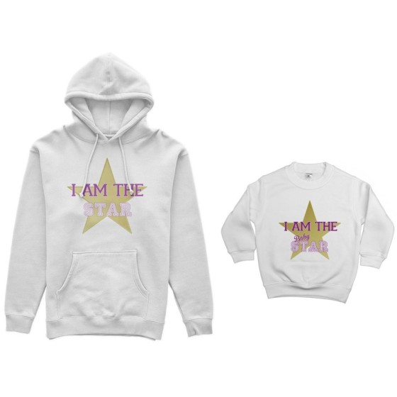 Coordinato felpe madre figlio i am the star i am the baby star Per la mamma