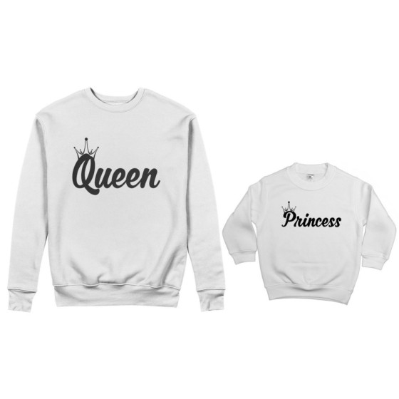 Coordinato felpe madre figlio personalizzabile con nomi queen con corona prince princess con corona Per la mamma 2