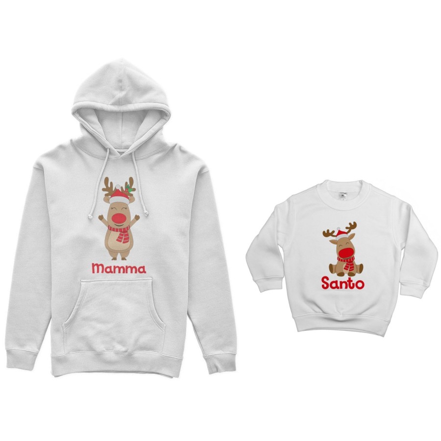 Coordinato felpe madre figlio personalizzabile con nome rudolph family Natale