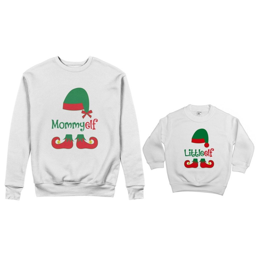 Coordinato felpe madre figlio personalizzabile con nome mommy elf little elf Natale