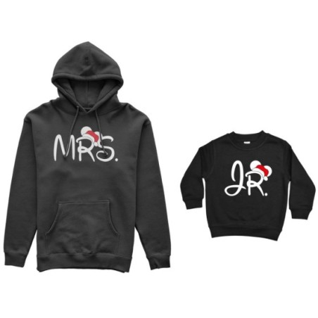 Coordinato felpe madre figlio personalizzabile con nome mrs - jr Natale