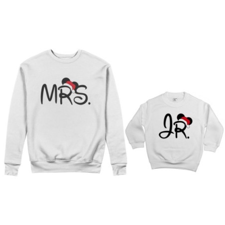 Coordinato felpe madre figlio personalizzabile con nome mrs - jr Natale