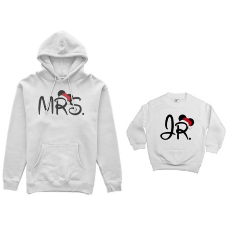 Coordinato felpe madre figlio personalizzabile con nome mrs - jr Natale