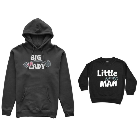 Coordinato felpe madre figlio big lady little lady little man fitness Per la mamma
