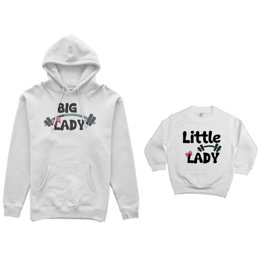 Coordinato felpe madre figlio big lady little lady little man fitness Per la mamma
