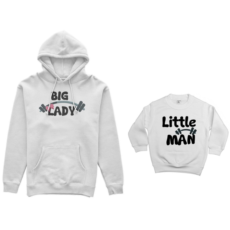 Coordinato felpe madre figlio big lady little lady little man fitness Per la mamma