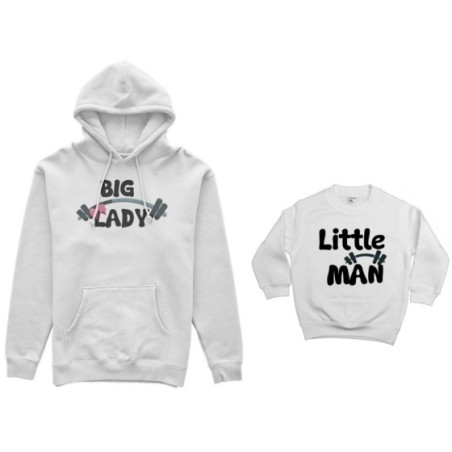 Coordinato felpe madre figlio big lady little lady little man fitness Per la mamma