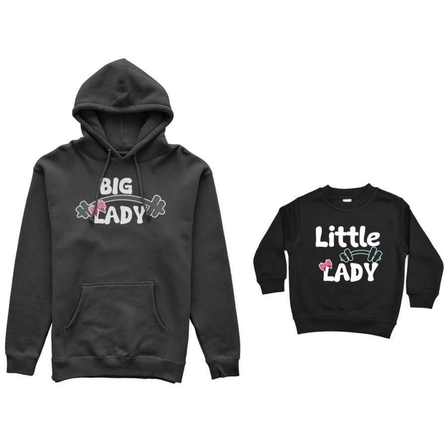 Coordinato felpe madre figlio big lady little lady little man fitness Per la mamma