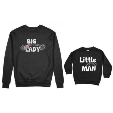 Coordinato felpe madre figlio big lady little lady little man fitness Per la mamma