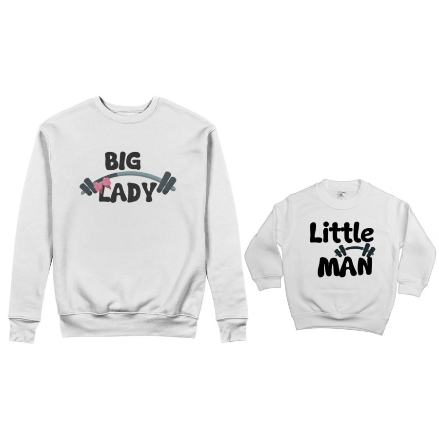 Coordinato felpe madre figlio big lady little lady little man fitness Per la mamma