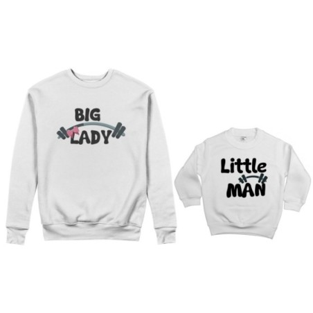 Coordinato felpe madre figlio big lady little lady little man fitness Per la mamma