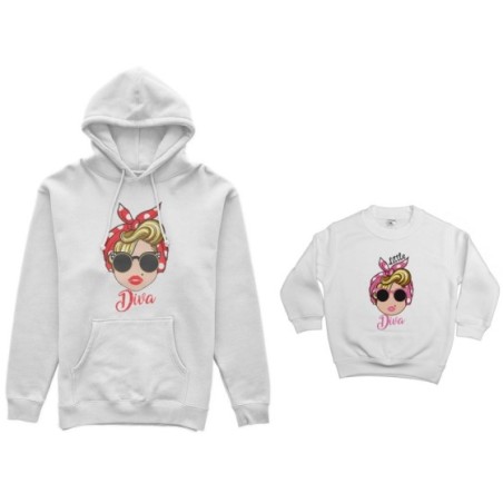 Coordinato felpe madre figlia marilyn diva little marilyn diva Per la mamma