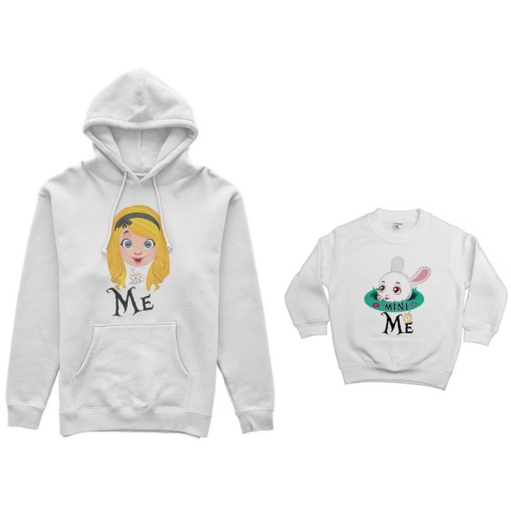 Coordinato felpe madre figlio me alice mini bianconiglio Per la mamma