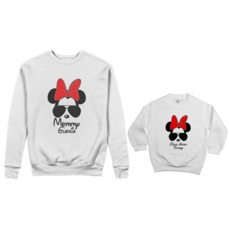 Coordinato felpe madre figlia personalizzato con nome mommy minnie little sister minnie Per la mamma