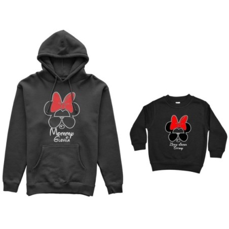 Coordinato felpe madre figlia personalizzato con nome mommy minnie little sister minnie Per la mamma