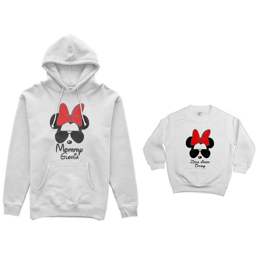 Coordinato felpe madre figlia personalizzato con nome mommy minnie little sister minnie Per la mamma