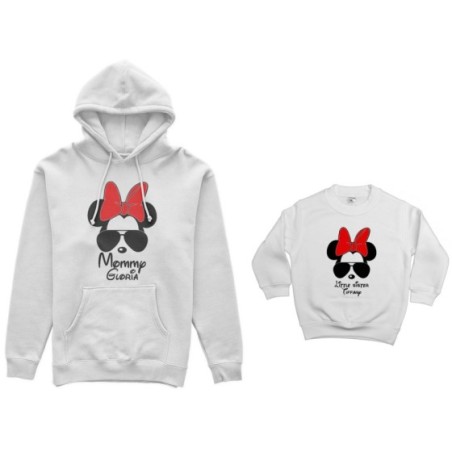 Coordinato felpe madre figlia personalizzato con nome mommy minnie little sister minnie Per la mamma