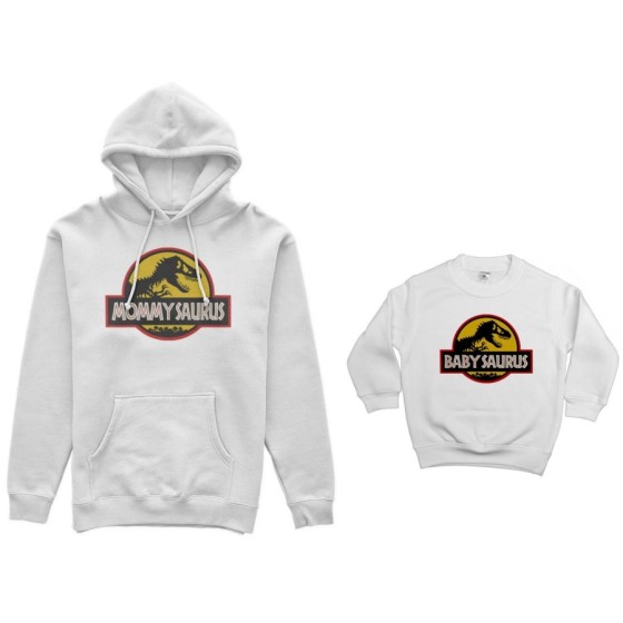 Coordinato felpe madre figlio mommy saurus baby saurus jurassic Per la mamma