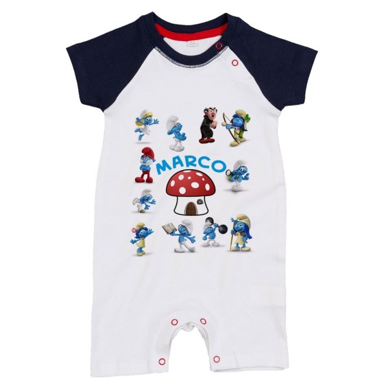 Pagliaccetto neonato personalizzato con nome puffi Cartoon