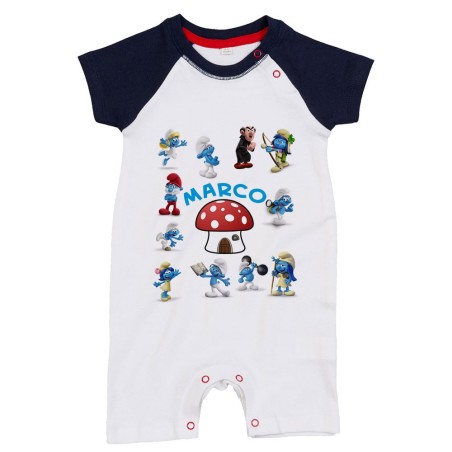 Pagliaccetto neonato personalizzato con nome puffi