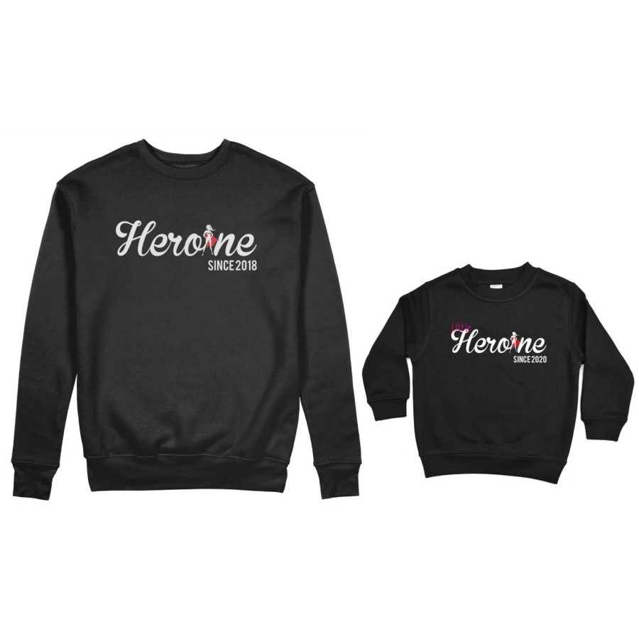 Coordinato felpe madre figlia personalizzato con anno heroine since little heroine since Per la mamma