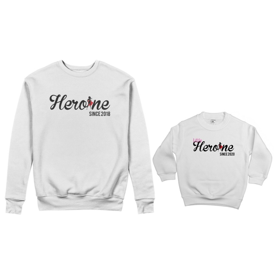 Coordinato felpe madre figlia personalizzato con anno heroine since little heroine since Per la mamma