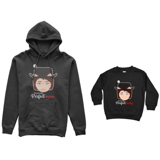 Coordinato felpe madre figlia practically perfect mom perfect baby Per la mamma 2