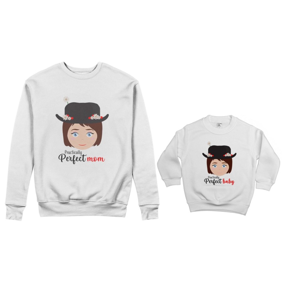 Coordinato felpe madre figlia practically perfect mom perfect baby Per la mamma