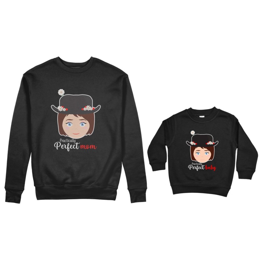 Coordinato felpe madre figlia practically perfect mom perfect baby Per la mamma