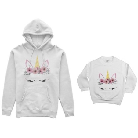 Coordinato felpe madre figlia colorful unicorn