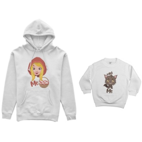Coordinato felpe madre figlio me cappuccetto rosso mini lupo