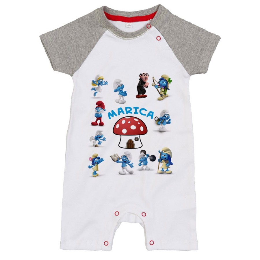Pagliaccetto neonato personalizzato con nome puffi Cartoon