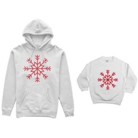 Coordinato felpe madre figlio personalizzabile con nome fiocco di neve Natale
