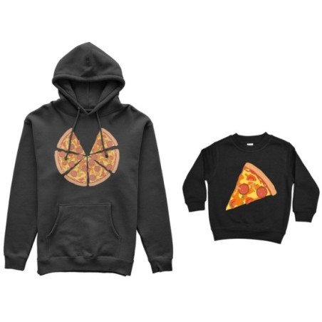 Coordinato felpe madre figlio pizza